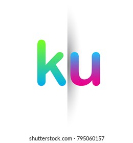 Initial Letter KU Lowercase Logo green, pink and Blue, Modern and Simple Logo Design.