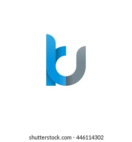 initial letter ku modern linked circle round lowercase logo blue gray