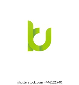 initial letter ku modern linked circle round lowercase logo green