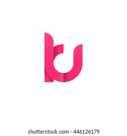 initial letter ku modern linked circle round lowercase logo pink