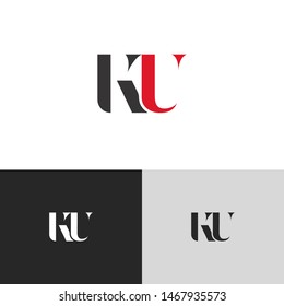 Initial Letter ku uppercase modern logo design template elements. red letter Isolated on black white grey background. Suitable for business, consulting group company.