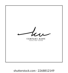 Initial Letter KU Vector Logo Template in handwritten Signature Style
