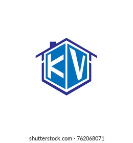 Initial letter kv house logo design