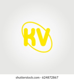 initial letter kv logo yellow on white background