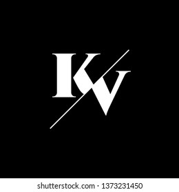Initial Letter KV Monogram Sliced. Logo template isolated on black background