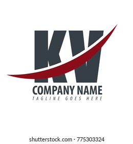 Initial Letter KV Overlapping Logo