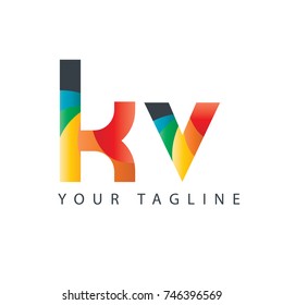 Initial Letter KV Rounded Design Logo