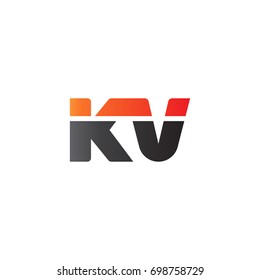 Initial letter KV, straight linked line bold logo, gradient fire red black colors