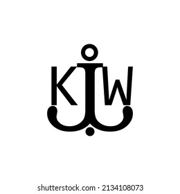 Letra inicial logotipo simple del ancla de KW.