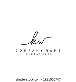 Letra inicial logotipo manuscrito de caligrafía de KW. Alfabeto escrito a mano en la plantilla de logotipo. Letras y alfabeto para el diseño de su logotipo.