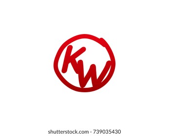 The initial letter KW handwritten logo