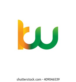initial letter kw linked round lowercase logo orange green