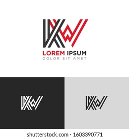 Initial Letter KW linked uppercase overlap modern logo design template. Suitable for business, consulting group company