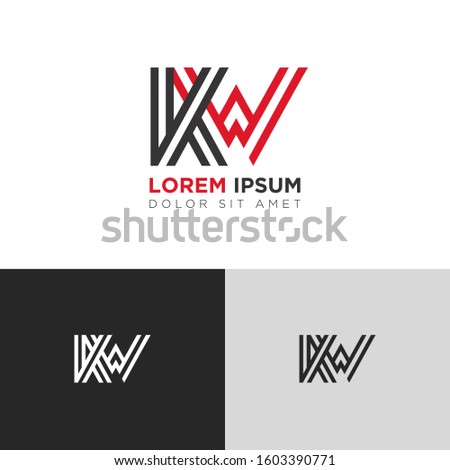Initial Letter KW linked uppercase overlap modern logo design template. Suitable for business, consulting group company
