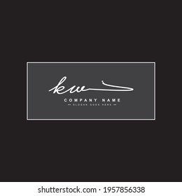 Initial Letter KW Logo - Handwritten Signature Style Logo
