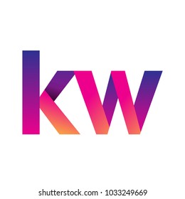 Initial Letter KW Logo Lowercase, magenta and orange, Modern and Simple Logo Design.