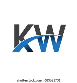 initial letter KW logotype company name colored blue and grey swoosh design. vector logo for business and company identity.
