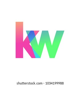 Initial Letter KW Lowercase Logo green, pink and Blue, Modern and Simple Logo Design.