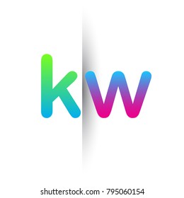 Initial Letter KW Lowercase Logo green, pink and Blue, Modern and Simple Logo Design.