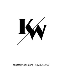 Initial Letter KW Monogram Sliced. Logo template isolated on white background