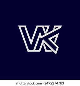 Initial Letter KW or WK  Logo, Monogram Logo letter K with W combination, design logo template, vector illustration