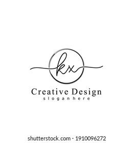 Initial letter KX calligraphy handwritten logo. Handwritten alphabet in the logo template. Letters and Alphabet for your logo design.