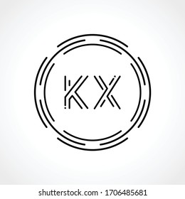 Initial Letter KX Logo Design vector Template. Digital Abstract KX Circle Logo Design Vector Illustration