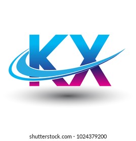 initial letter KX logotype company name colored blue and magenta swoosh design. vector logo for business and company identity.
