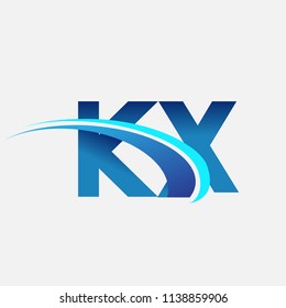 initial letter KX logotype company name colored blue and swoosh design. vector logo for business and company identity.
