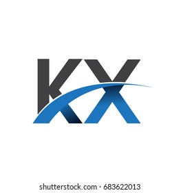 initial letter KX logotype company name colored blue and grey swoosh design. vector logo for business and company identity.
