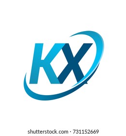 initial letter KX logotype company name colored blue swoosh design concept. vector logo for business and company identity.