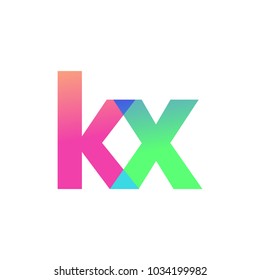 Initial Letter KX Lowercase Logo green, pink and Blue, Modern and Simple Logo Design.