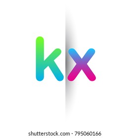 Initial Letter KX Lowercase Logo green, pink and Blue, Modern and Simple Logo Design.