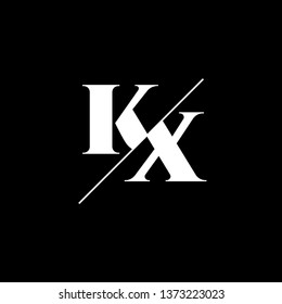 Initial Letter KX Monogram Sliced. Logo template isolated on black background