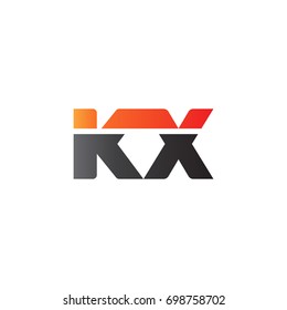 Initial letter KX, straight linked line bold logo, gradient fire red black colors