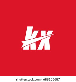 initial letter kx white flat logo vector in red background
