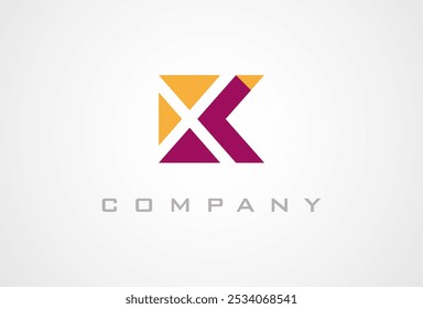 Initial Letter  KX or XK Logo, Letter K with X inside in negative space combination, suitable for brand and companys logo design, vector illustration