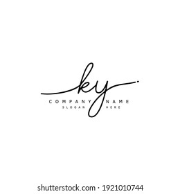 Initial letter KY calligraphy handwritten logo. Handwritten alphabet in the logo template. Letters and Alphabet for your logo design.