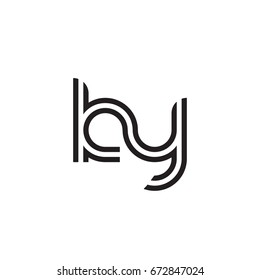 Initial letter ky, linked outline rounded lowercase, monogram black