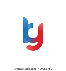 initial letter ky linked round lowercase logo blue red