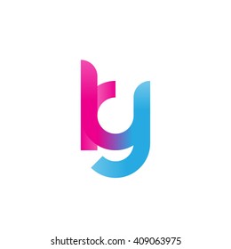 initial letter ky linked round lowercase logo pink blue