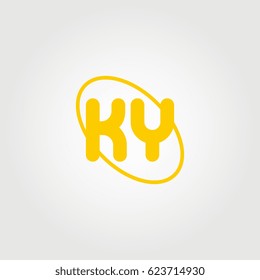 initial letter ky logo yellow on white background