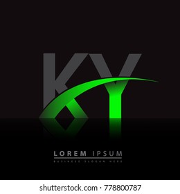 initial letter KY logotype company name colored green and black swoosh design. vector logo for business and company identity.
