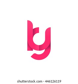 initial letter ky modern linked circle round lowercase logo pink