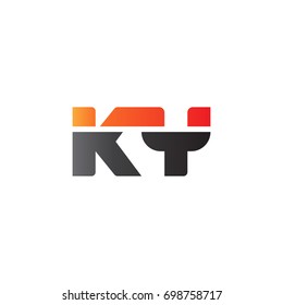 Initial letter KY, straight linked line bold logo, gradient fire red black colors