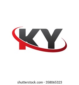 initial letter KY swoosh ring company logo red black
