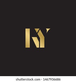 Initial letter ky uppercase modern logo design template elements. Gold letter Isolated on black  background. Suitable for business, consulting group company.