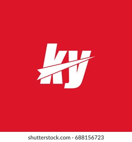initial letter ky white flat logo vector in red background