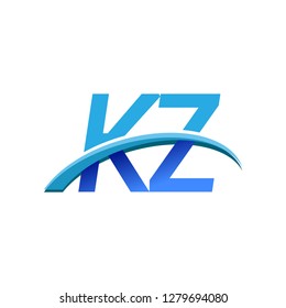 initial letter KZ logotype company name colored blue and swoosh design. vector logo for business and company identity.