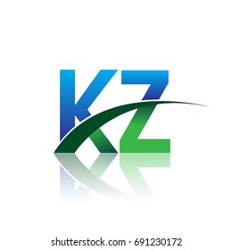 initial letter KZ logotype company name colored blue and green swoosh design. vector logo for business and company identity.
